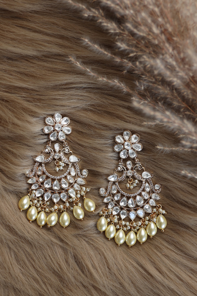 Nirali Kundan Earrings (White)