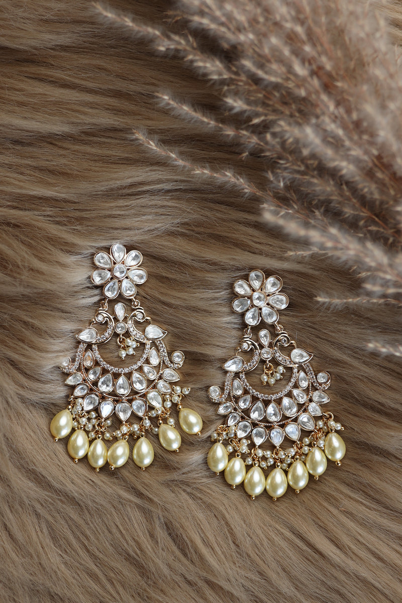 Nirali Kundan Earrings (White)