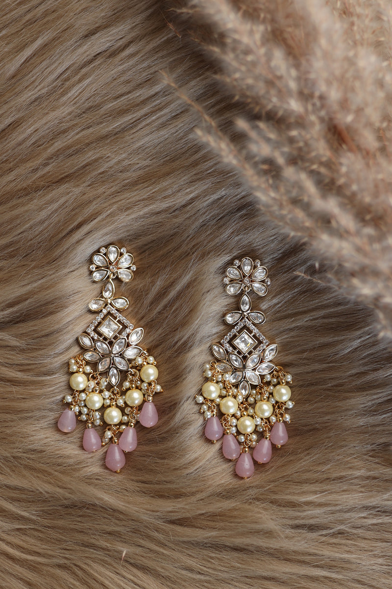 Manika Kundan Earrings - Pink