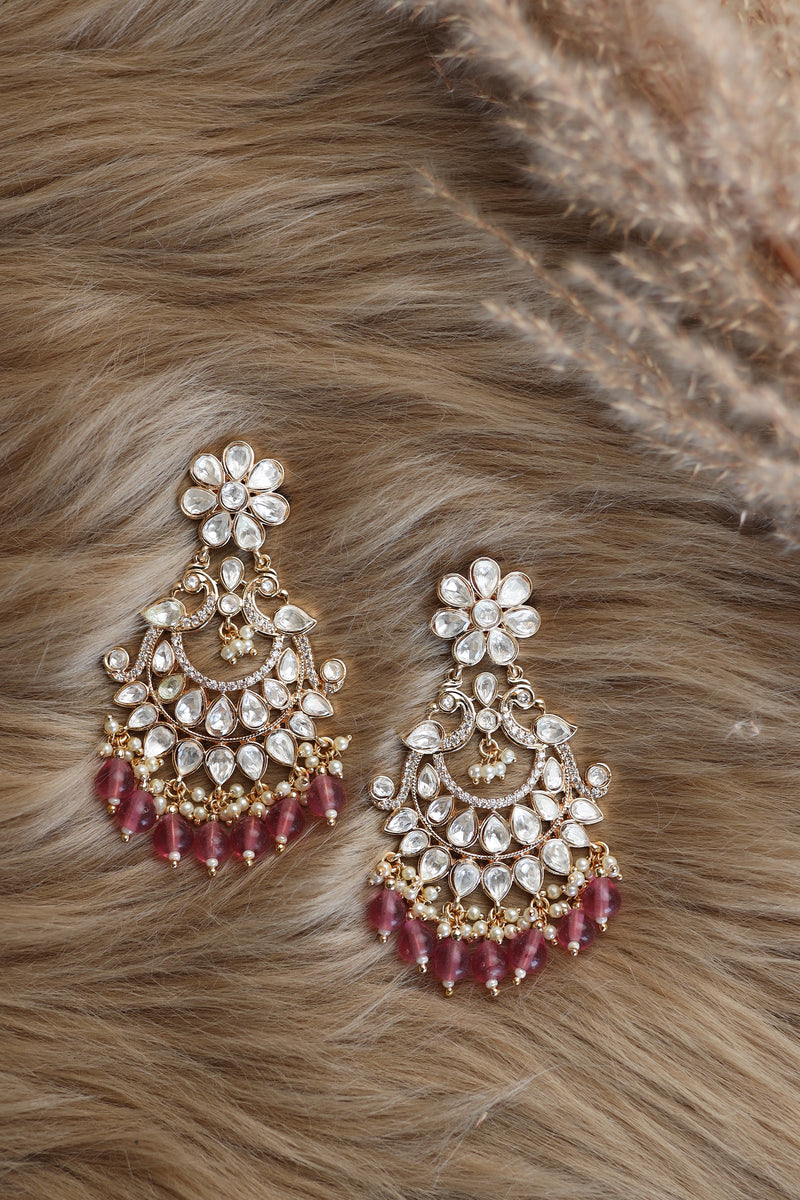 Nirali Kundan Earrings (Ruby)