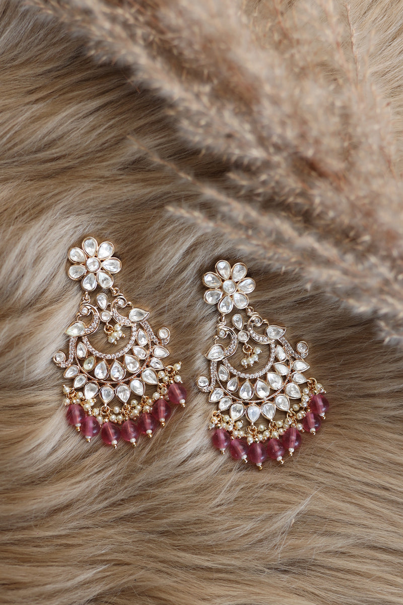 Nirali Kundan Earrings (Ruby)