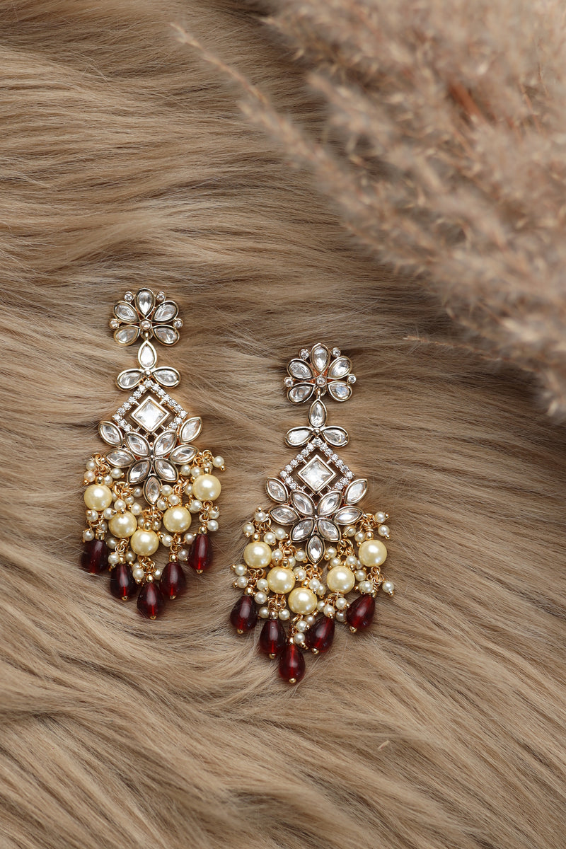 Manika Kundan Earrings - Ruby