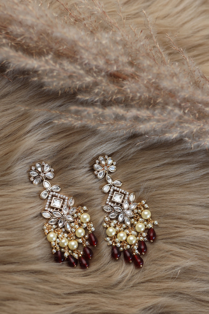 Manika Kundan Earrings - Ruby