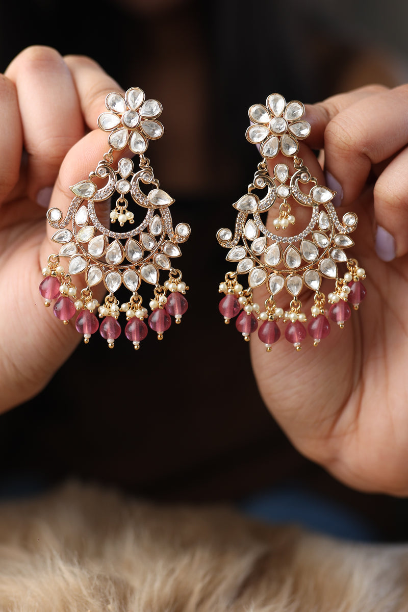 Nirali Kundan Earrings (Ruby)