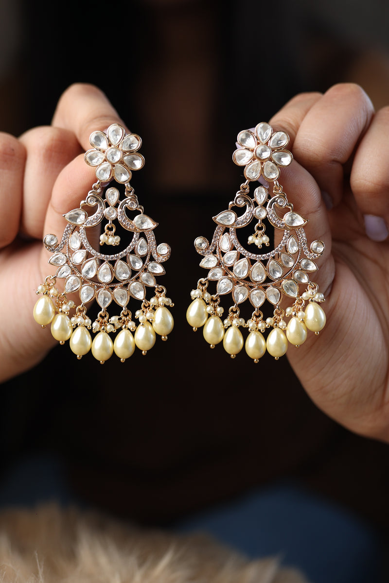 Nirali Kundan Earrings (White)