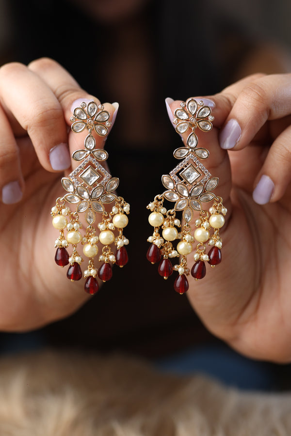 Manika Kundan Earrings - Ruby