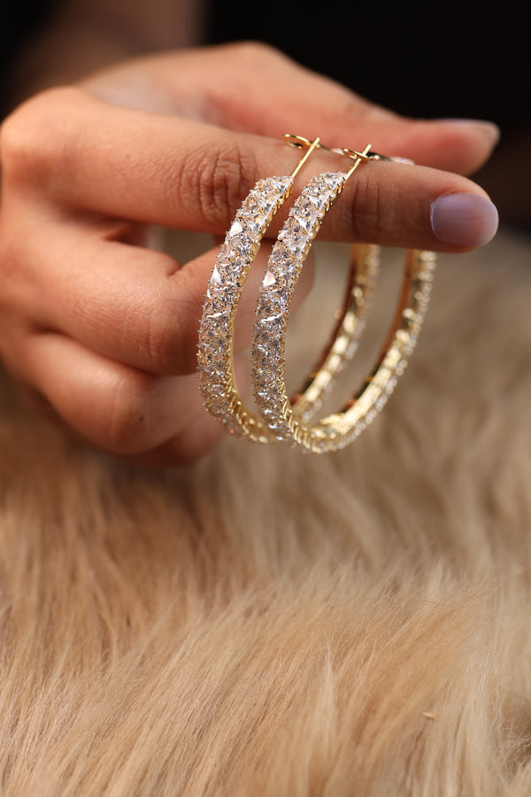 Abby Diamond Hoops (Golden)