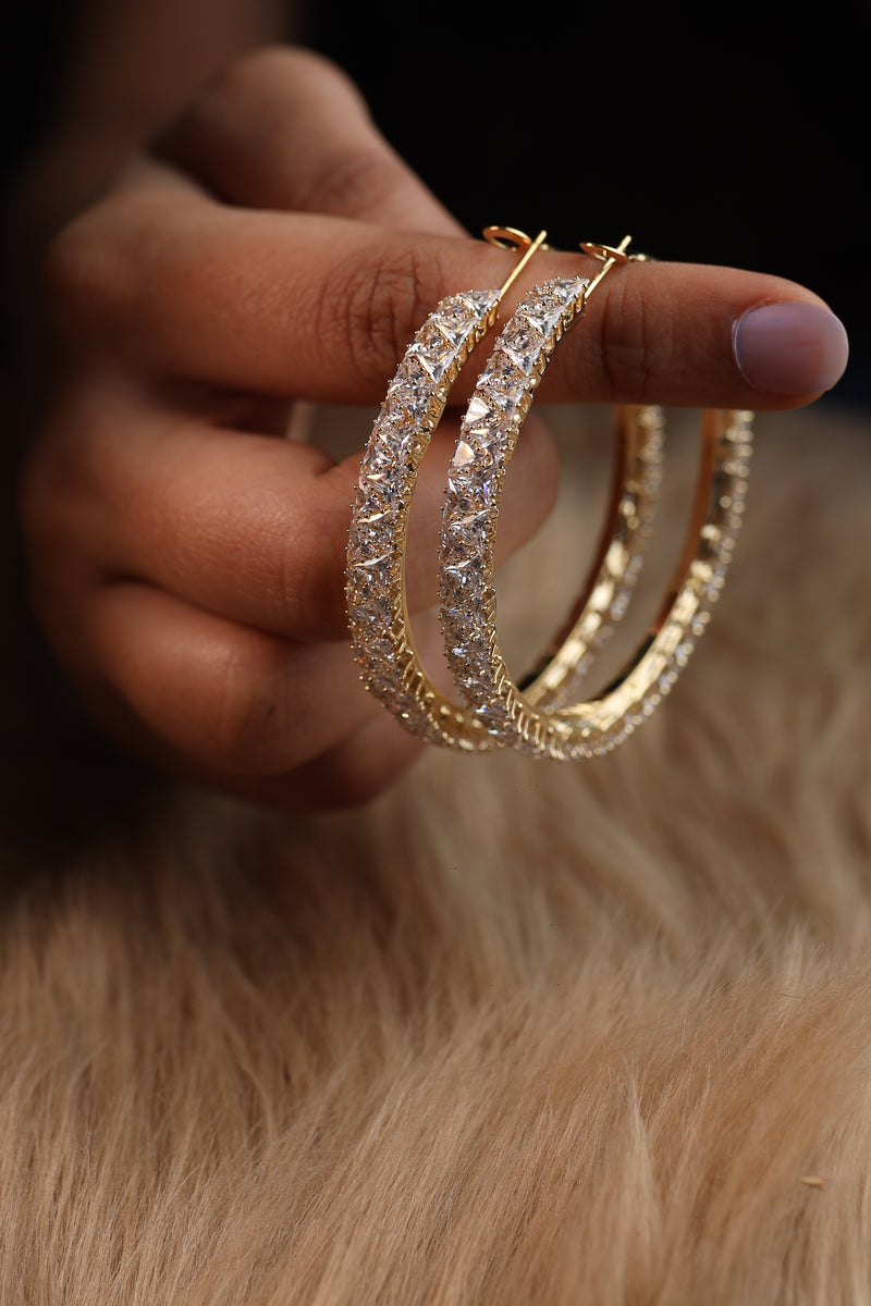 Abby Diamond Hoops (Golden)