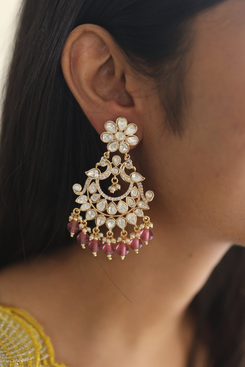 Nirali Kundan Earrings (Ruby)