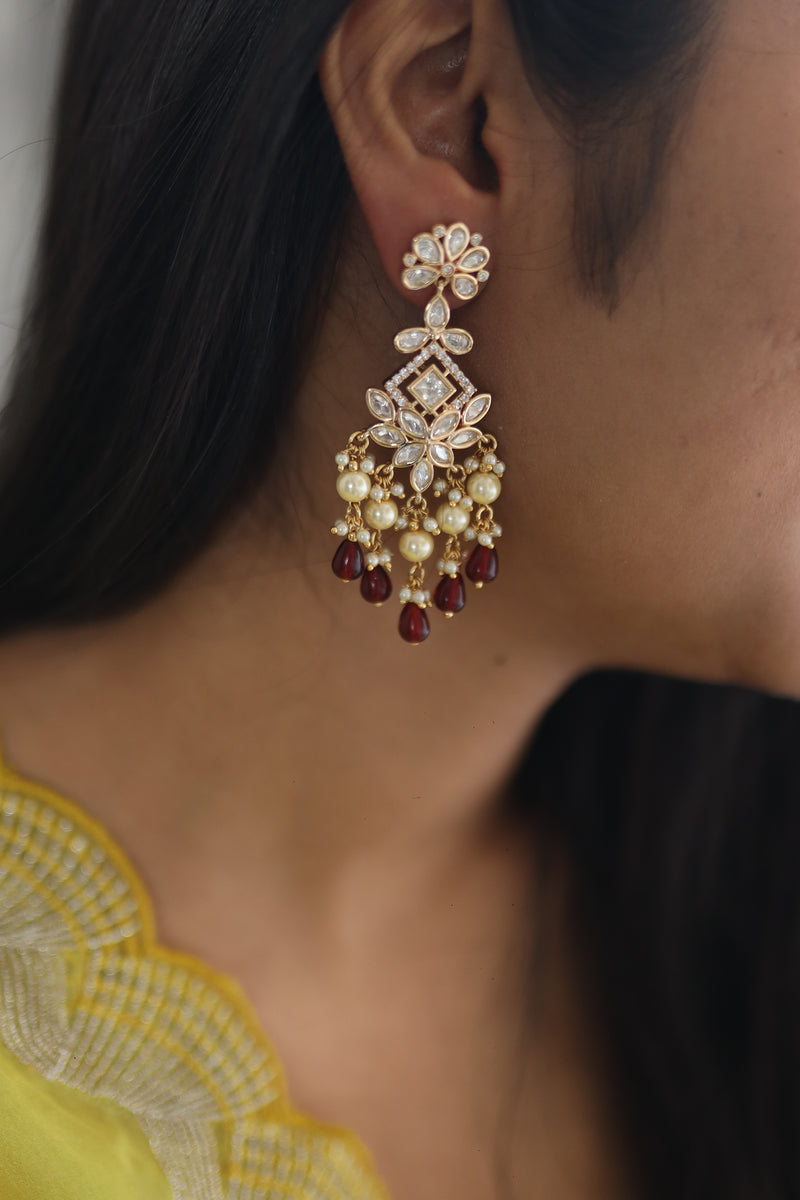 Manika Kundan Earrings - Ruby