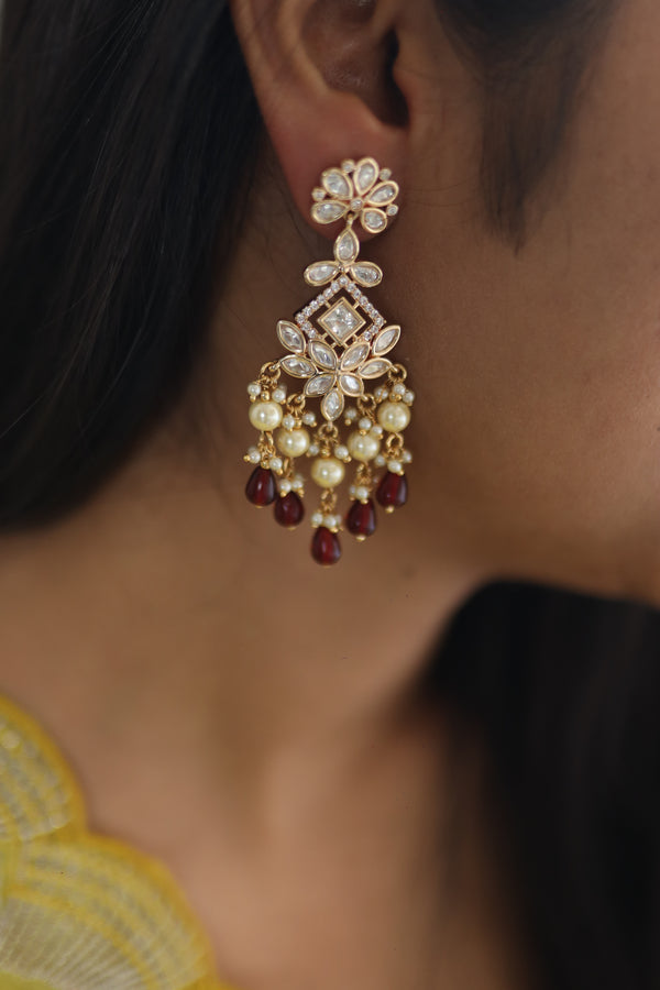 Manika Kundan Earrings - Ruby